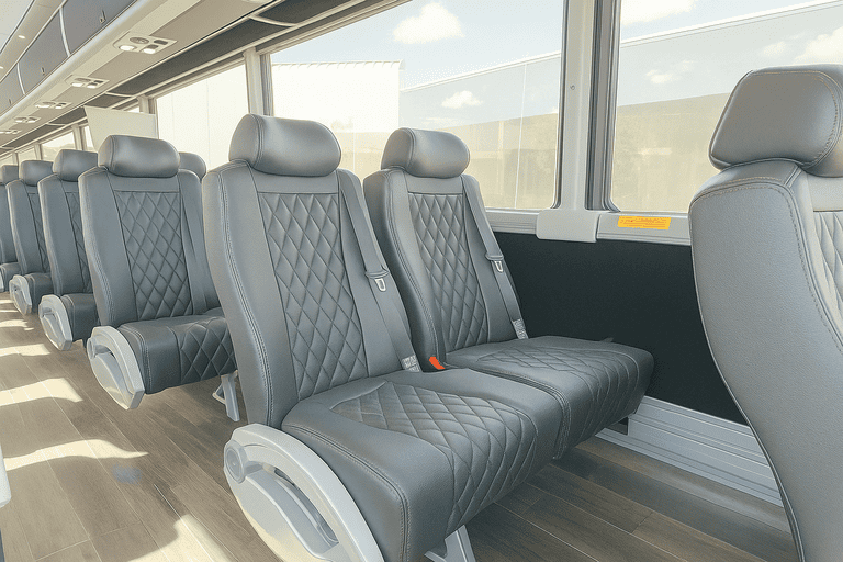 interior of Washington Coach Bus Service charter bus